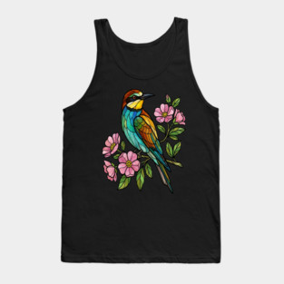 Stained Glass European Bee Eater Bird Art Tank Top