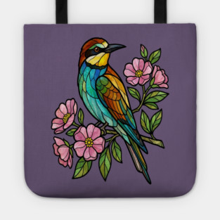 Stained Glass European Bee Eater Bird Art Tote