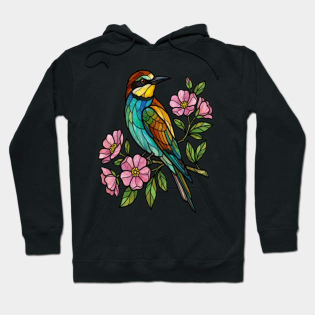 Stained Glass European Bee Eater Bird Art Hoodie by BirdsnStuff