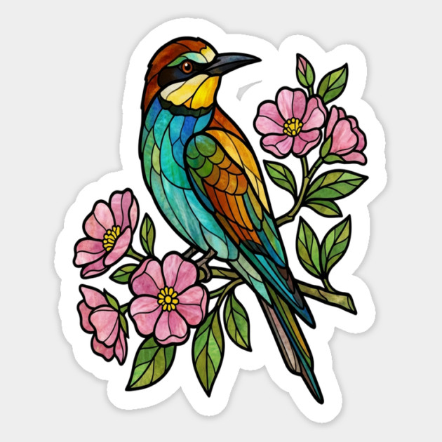 Stained Glass European Bee Eater Bird Art Magnet by BirdsnStuff