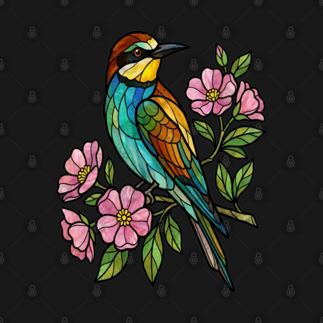 Stained Glass European Bee Eater Bird Art by BirdsnStuff