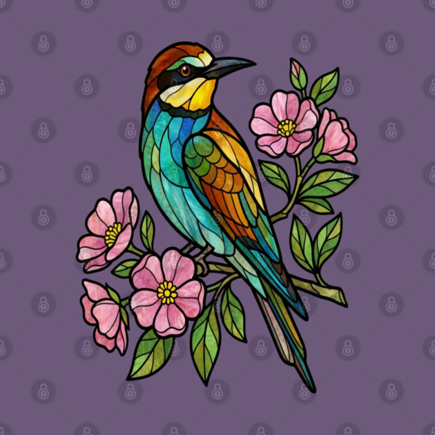 Stained Glass European Bee Eater Bird Art by BirdsnStuff