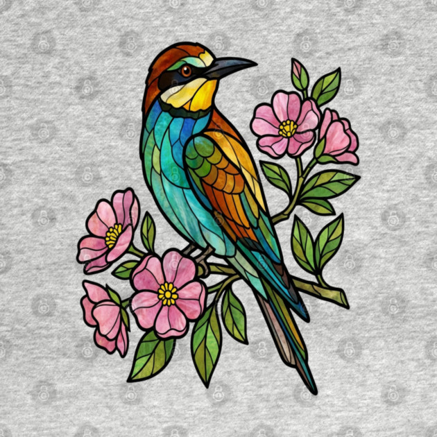 Stained Glass European Bee Eater Bird Art by BirdsnStuff