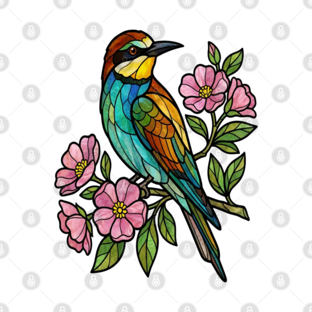 Stained Glass European Bee Eater Bird Art by BirdsnStuff