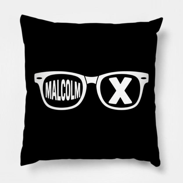 Malcolm X glasses, black history Pillow by UrbanLifeApparel