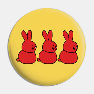 Three Red Easter Bunnies Pin