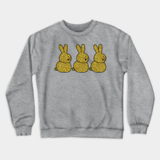 Three Gold Metallic Easter Bunny Rabbits Crewneck Sweatshirt