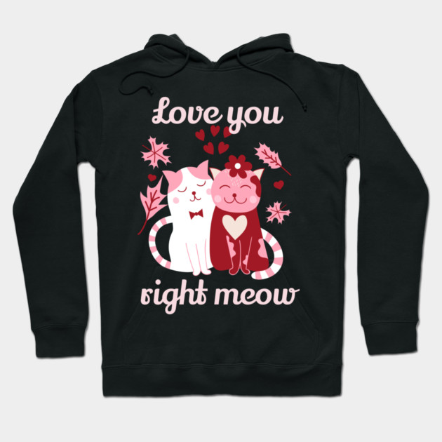 Love You Right Meow Cat Valentine Themed Design Hoodie by TurnEffect