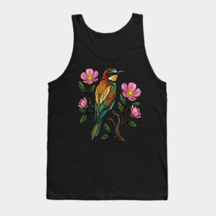 European Bee Eater Botanical Bird Art Tank Top