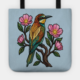 European Bee Eater Botanical Bird Art Tote