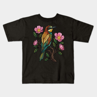 European Bee Eater Botanical Bird Art Kids T-Shirt
