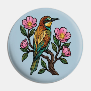 European Bee Eater Botanical Bird Art Pin
