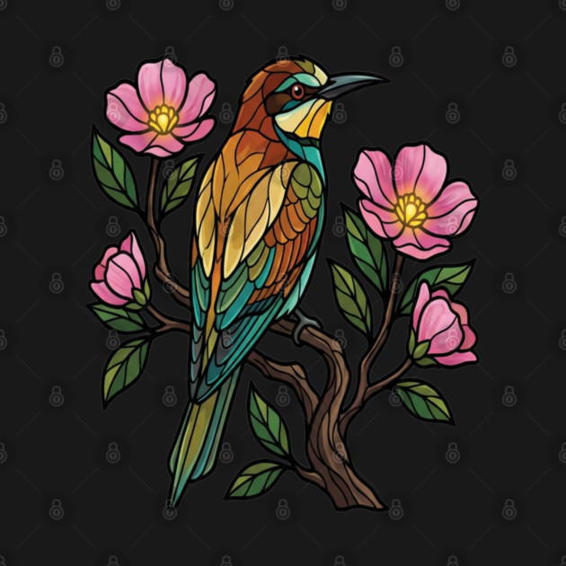 European Bee Eater Botanical Bird Art by BirdsnStuff