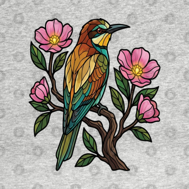 European Bee Eater Botanical Bird Art by BirdsnStuff