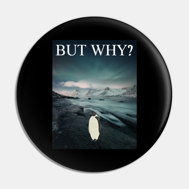 Penguin But Why Pin by Creatifly Graphic Tees