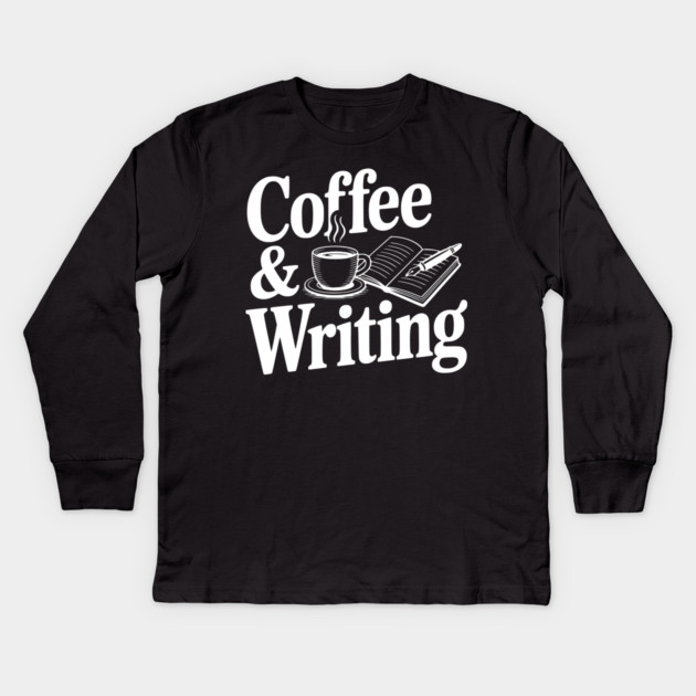 Coffee & Writing Kids Long Sleeve T-Shirt by Frank Ring
