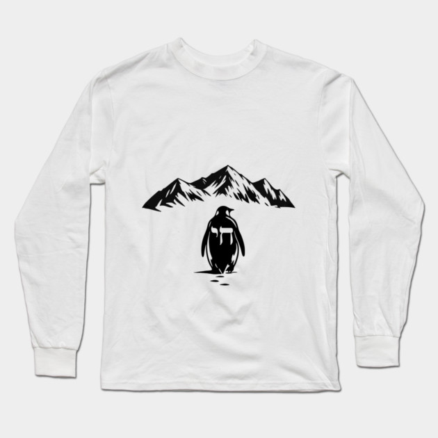 Chai Penguin Mountain Design Long Sleeve T-Shirt by Thank HaShem