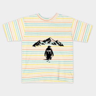 Chai Penguin Mountain Design Kids T-Shirt