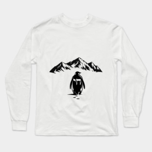 Chai Penguin Mountain Design Long Sleeve T-Shirt