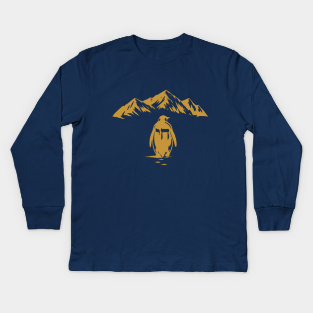 Golden Chai Penguin Mountain Kids Long Sleeve T-Shirt by Thank HaShem