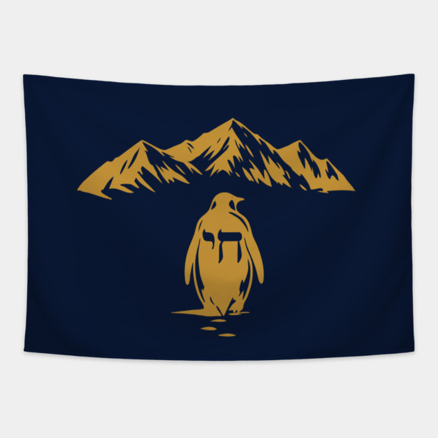 Golden Chai Penguin Mountain Tapestry by Thank HaShem