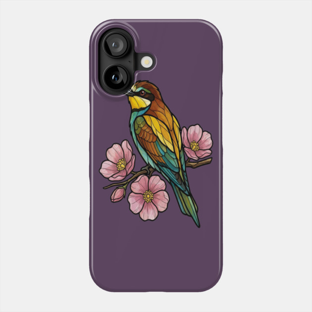 European Bee Eater Floral Bird Artwork Phone Case by BirdsnStuff