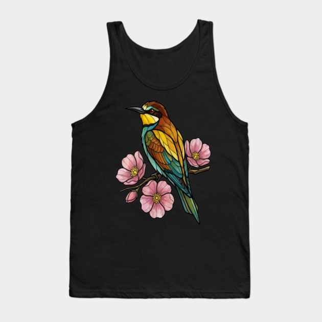 European Bee Eater Floral Bird Artwork Tank Top by BirdsnStuff