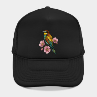 European Bee Eater Floral Bird Artwork Hat