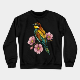 European Bee Eater Floral Bird Artwork Crewneck Sweatshirt