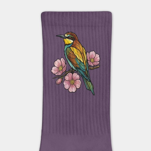 European Bee Eater Floral Bird Artwork by BirdsnStuff