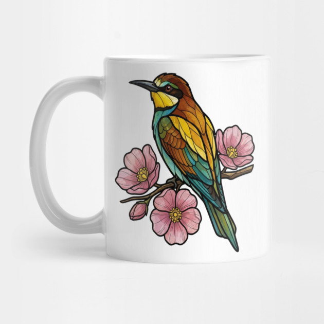 European Bee Eater Floral Bird Artwork by BirdsnStuff