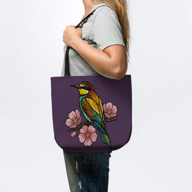 European Bee Eater Floral Bird Artwork by BirdsnStuff