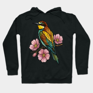 European Bee Eater Floral Bird Artwork Hoodie