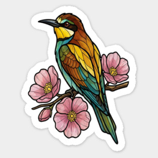 European Bee Eater Floral Bird Artwork Magnet