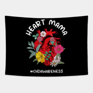 Heart Mama CHD Awareness Proud Mom Of A Warrior Support Design Tapestry