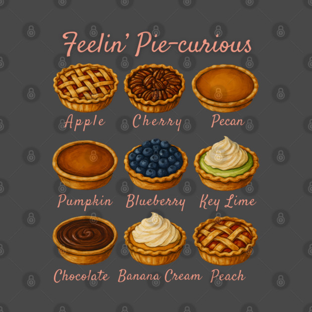 Feelin' Pie-curious - Pie Variety Funny Food Pun Design by WarFX Designs