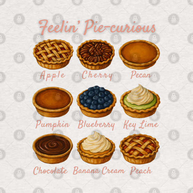 Feelin' Pie-curious - Pie Variety Funny Food Pun Design by WarFX Designs