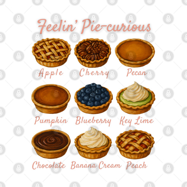 Feelin' Pie-curious - Pie Variety Funny Food Pun Design by WarFX Designs