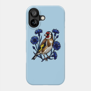 European Goldfinch Stained Glass Botanical Bird Art Phone Case