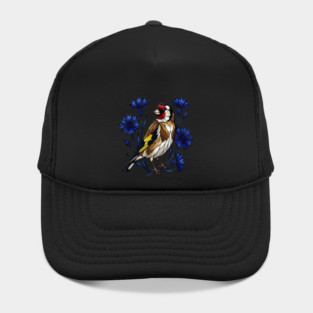 European Goldfinch Stained Glass Botanical Bird Art Hat