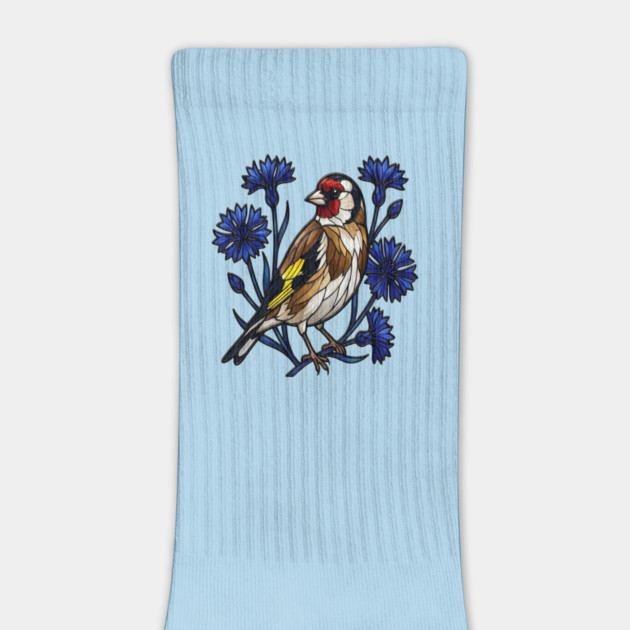 European Goldfinch Stained Glass Botanical Bird Art by BirdsnStuff