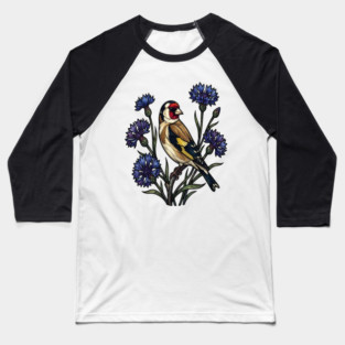 Stained Glass European Goldfinch Bird Art Baseball T-Shirt