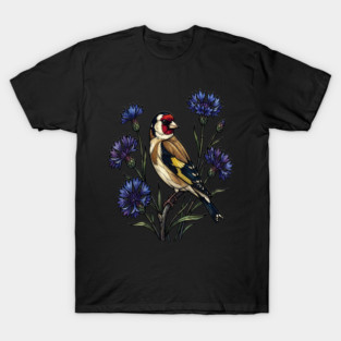 Stained Glass European Goldfinch Bird Art T-Shirt