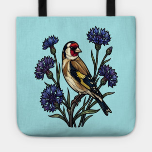 Stained Glass European Goldfinch Bird Art Tote
