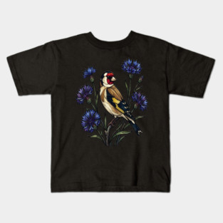 Stained Glass European Goldfinch Bird Art Kids T-Shirt