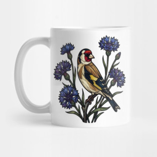 Stained Glass European Goldfinch Bird Art Mug