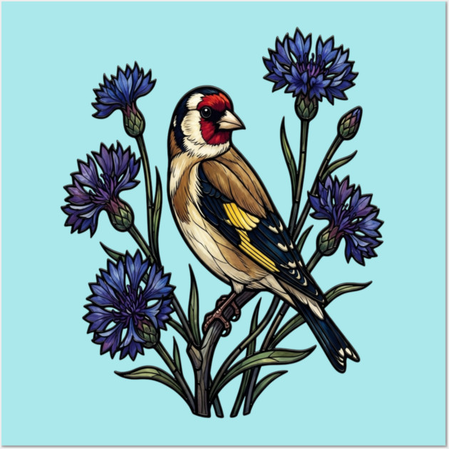 Stained Glass European Goldfinch Bird Art Wall Art by BirdsnStuff
