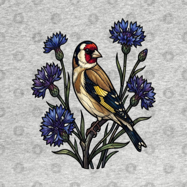 Stained Glass European Goldfinch Bird Art by BirdsnStuff