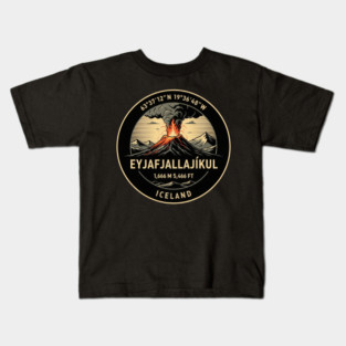 Eyjafjallajökull Volcano Eruption Iceland Emblem Kids T-Shirt