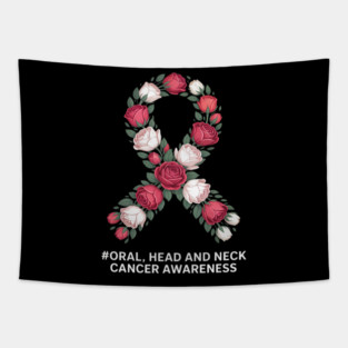 Wear Burgundy White Ribbon Oral Head & Neck Cancer Awareness Tapestry